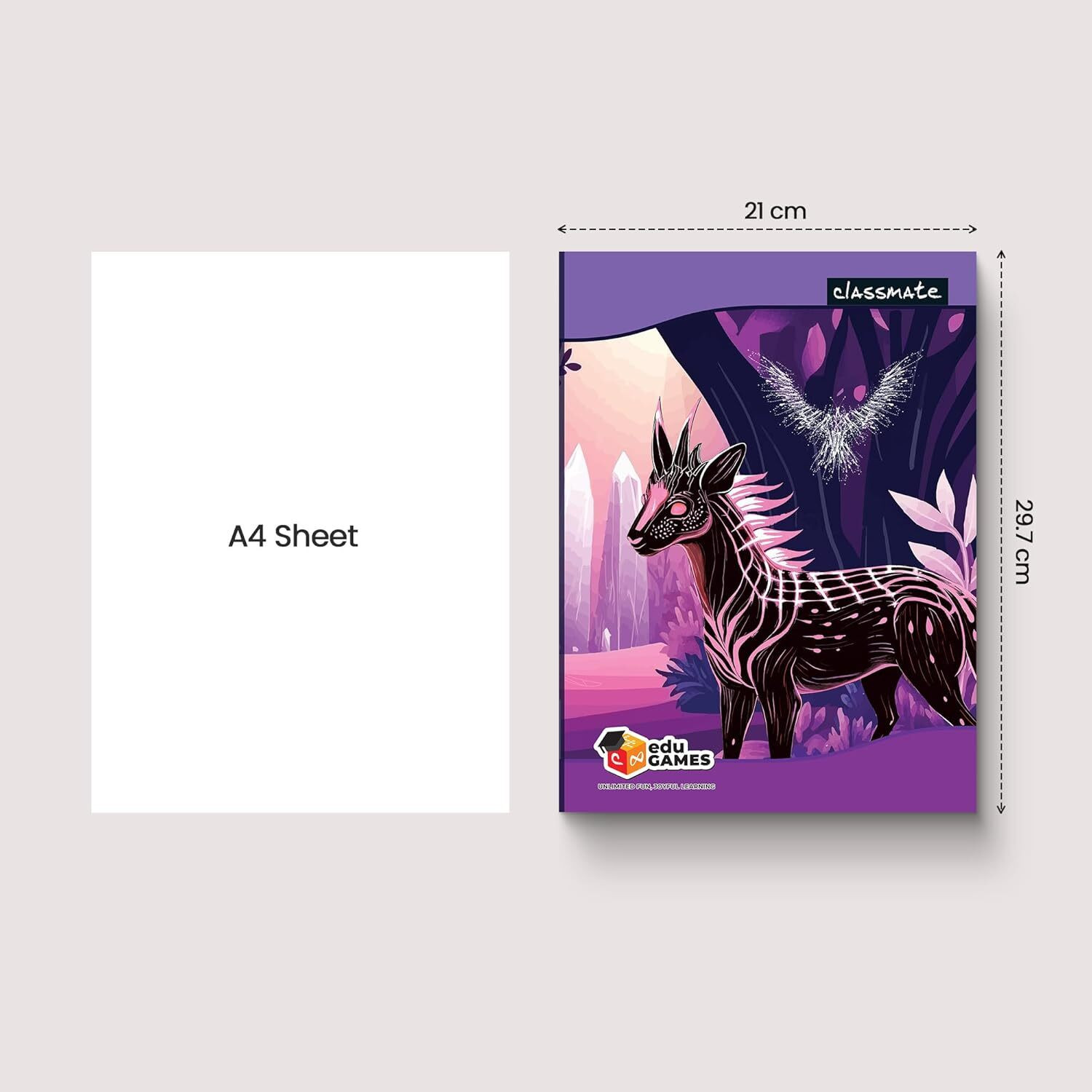 Image of Classmate Long Notebook | Premium Quality | Single Line (size 29*21cm) A4 Notebook Ruled 400 Pages