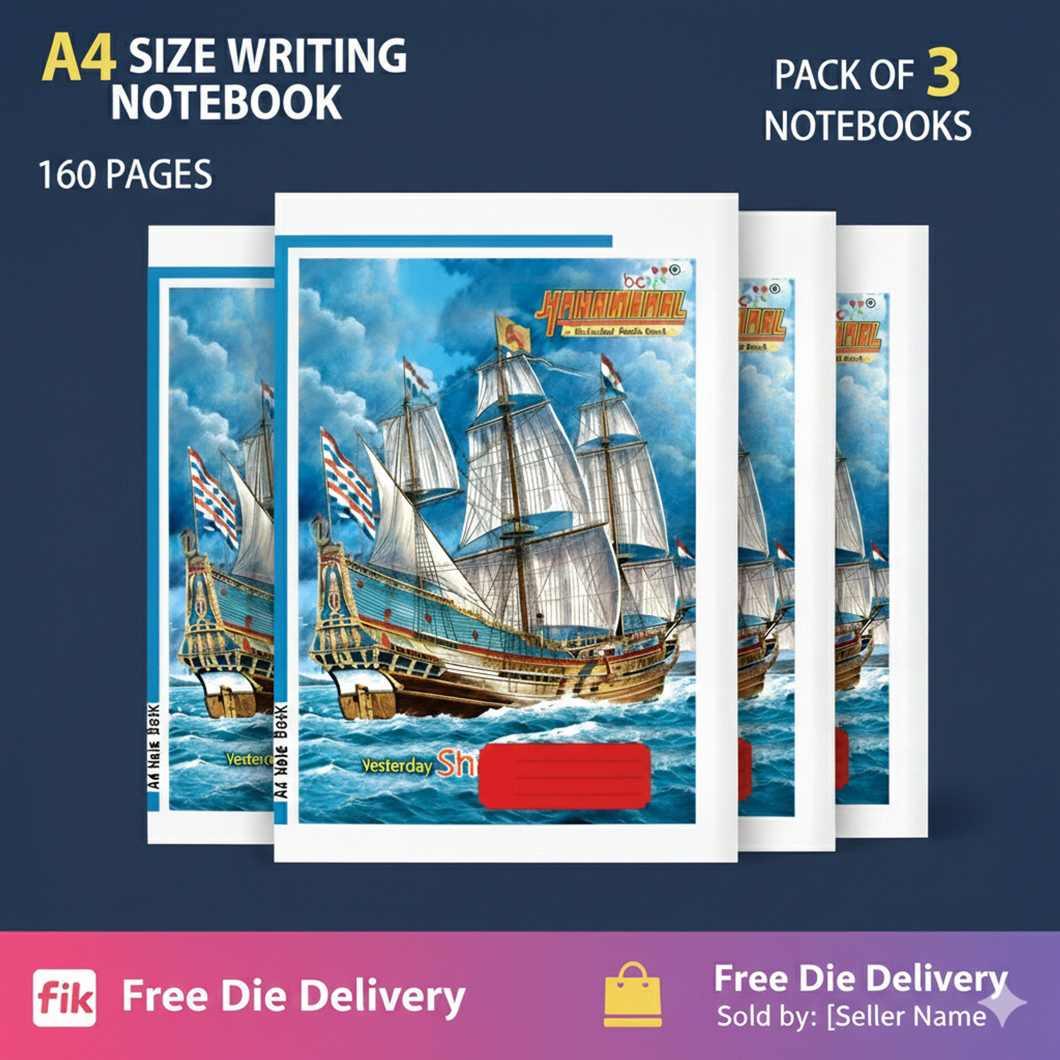 Image of Hawamahal Writing Notebooks A4 Notebook Ruled 160 Pages