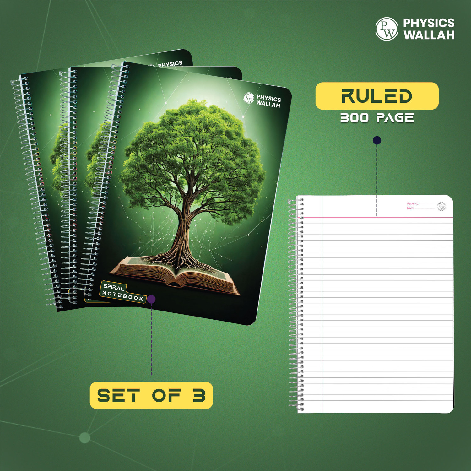 Image of Physics Wallah Trigonal A4 Notebook Ruled 300 Pages