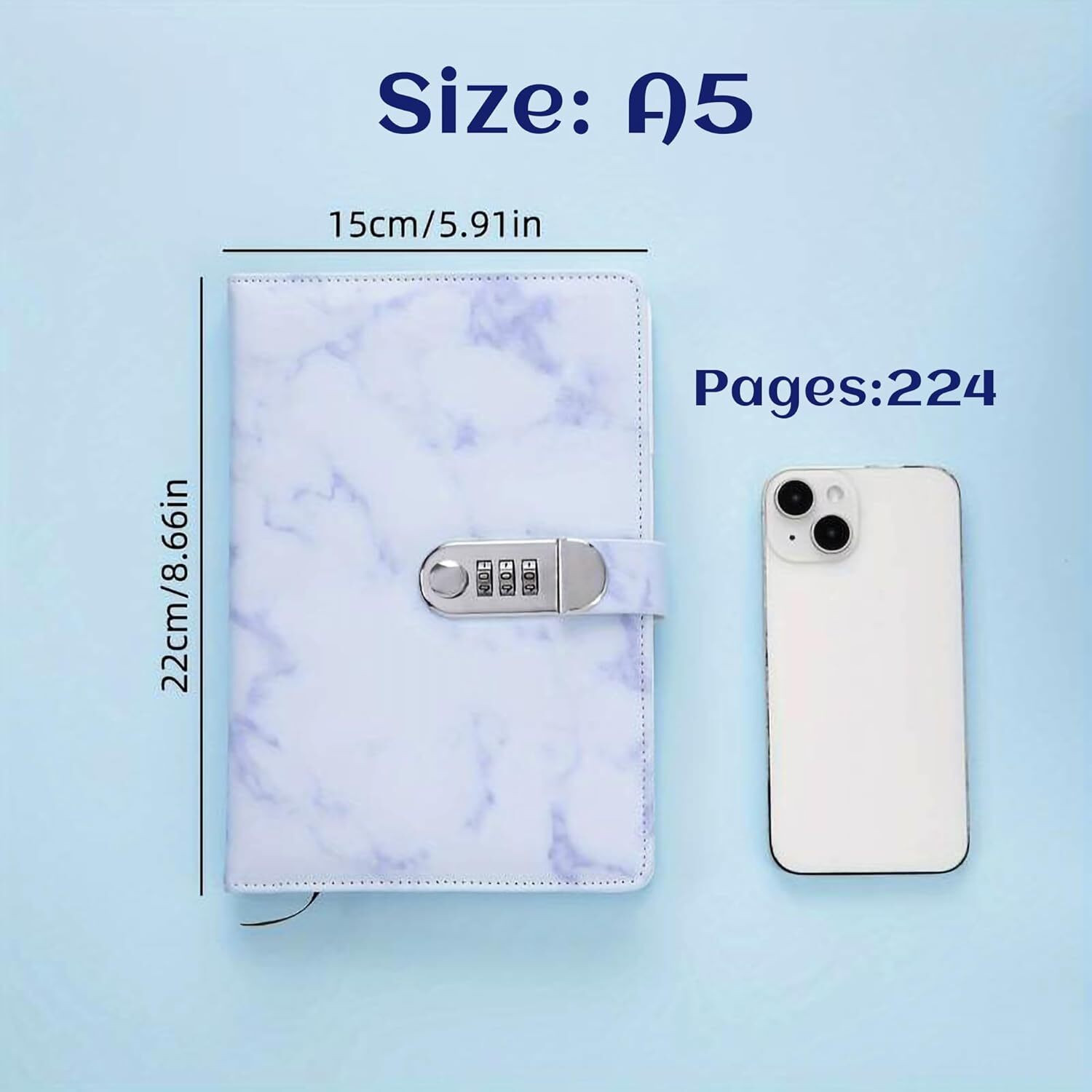 Image of SIMHI Metal Lock Diary PU Leather | With Pen Holder | Digital Password Locking Diary A5 Diary Single Rule 200 Pages