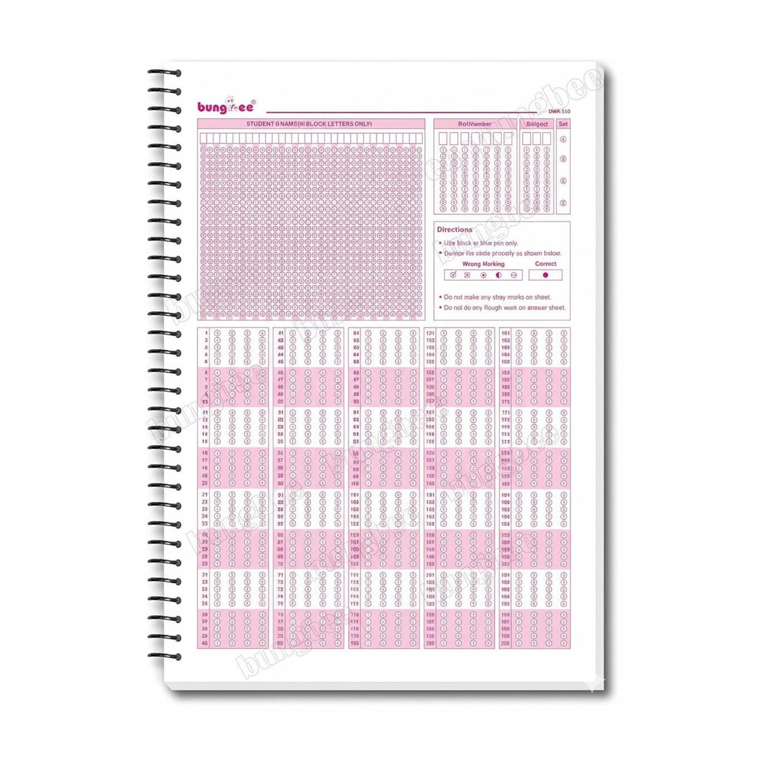 Bungbee OMR Sheets for Practice 2025 180 MCQs-200 Pages / 100 Sheets Spiral Both Side A4 Notebook Ruled 200 Pages