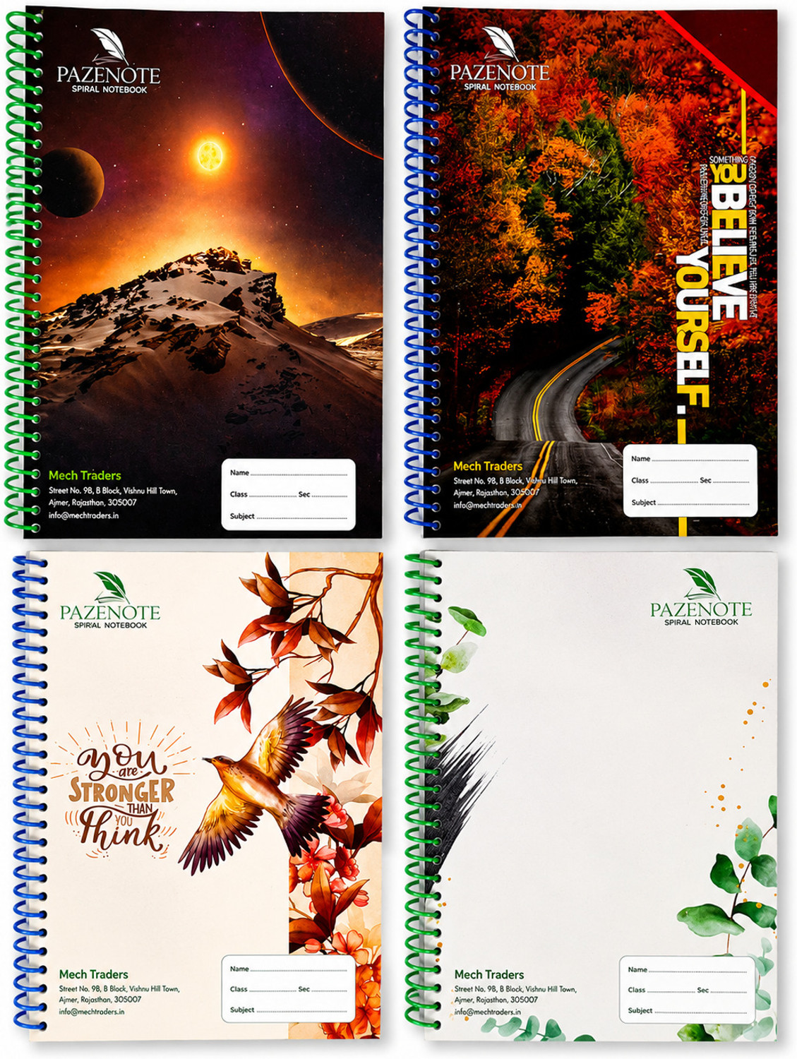 Image of pazenote Nature Collection 85 Sheets /170 Pages A4 Notebook Unruled 200 Pages