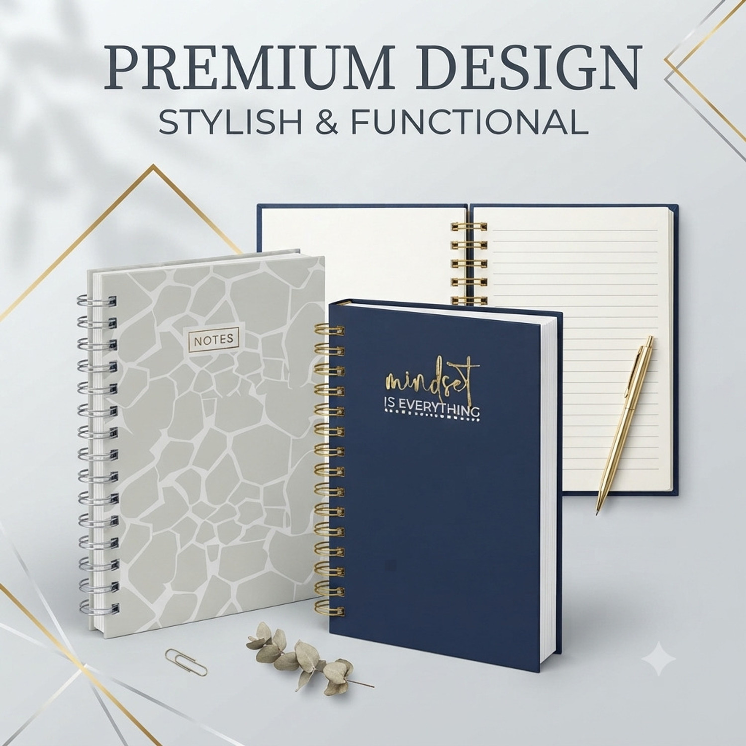 Image of PAPER US Premium Spiral Journal Pack of 2 | Notes & Writing A5 Journal Ruled 160 Pages
