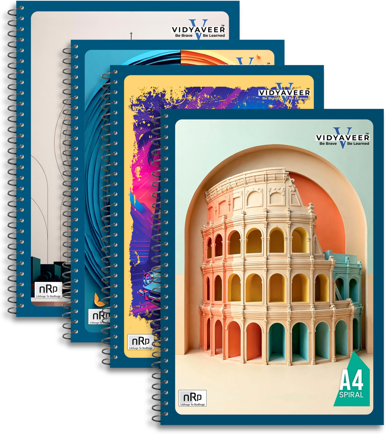 Image of NRP VIDYAVEER Spiral A4 Notebook Single Line 220 Pages