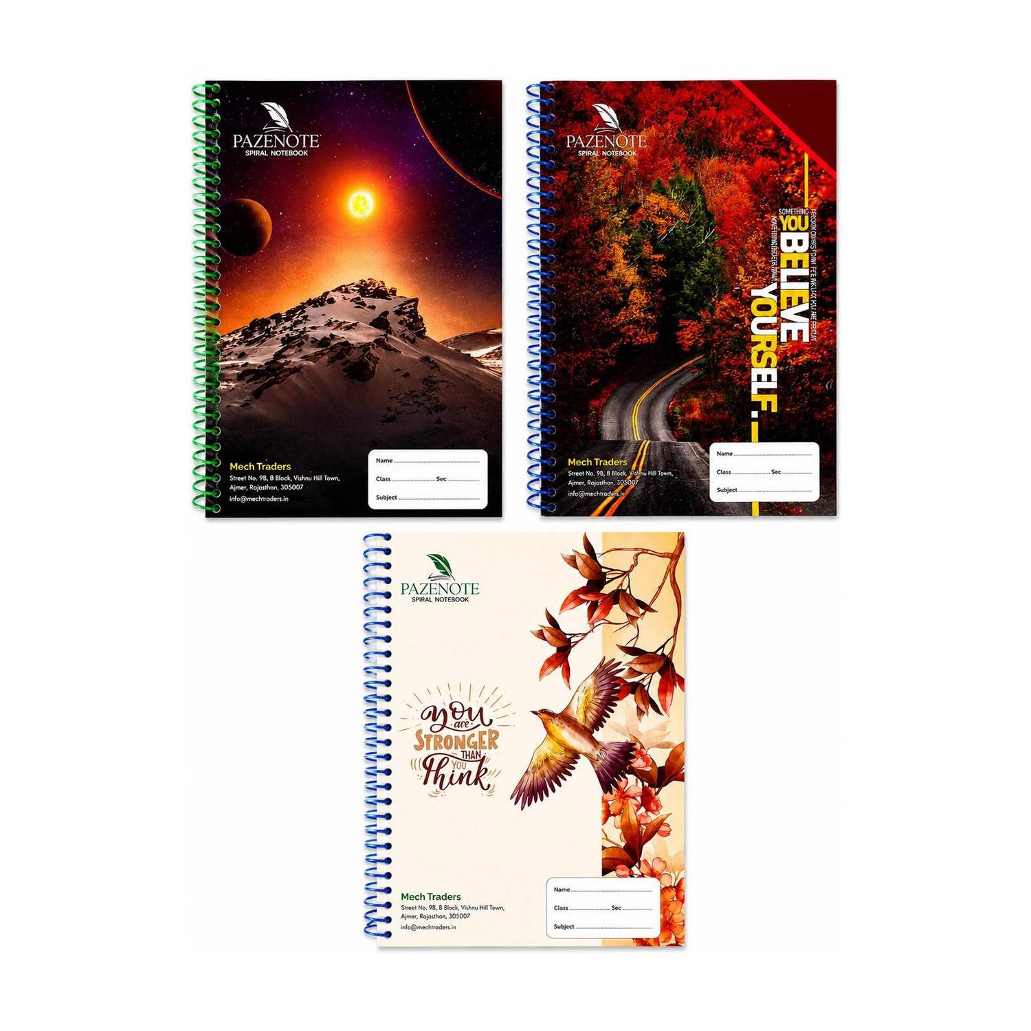ABC 80 GSM RGB PAZE_NOTE PACK OF 3 A4 Notebook UNRULED/PLAIN 200 Pages