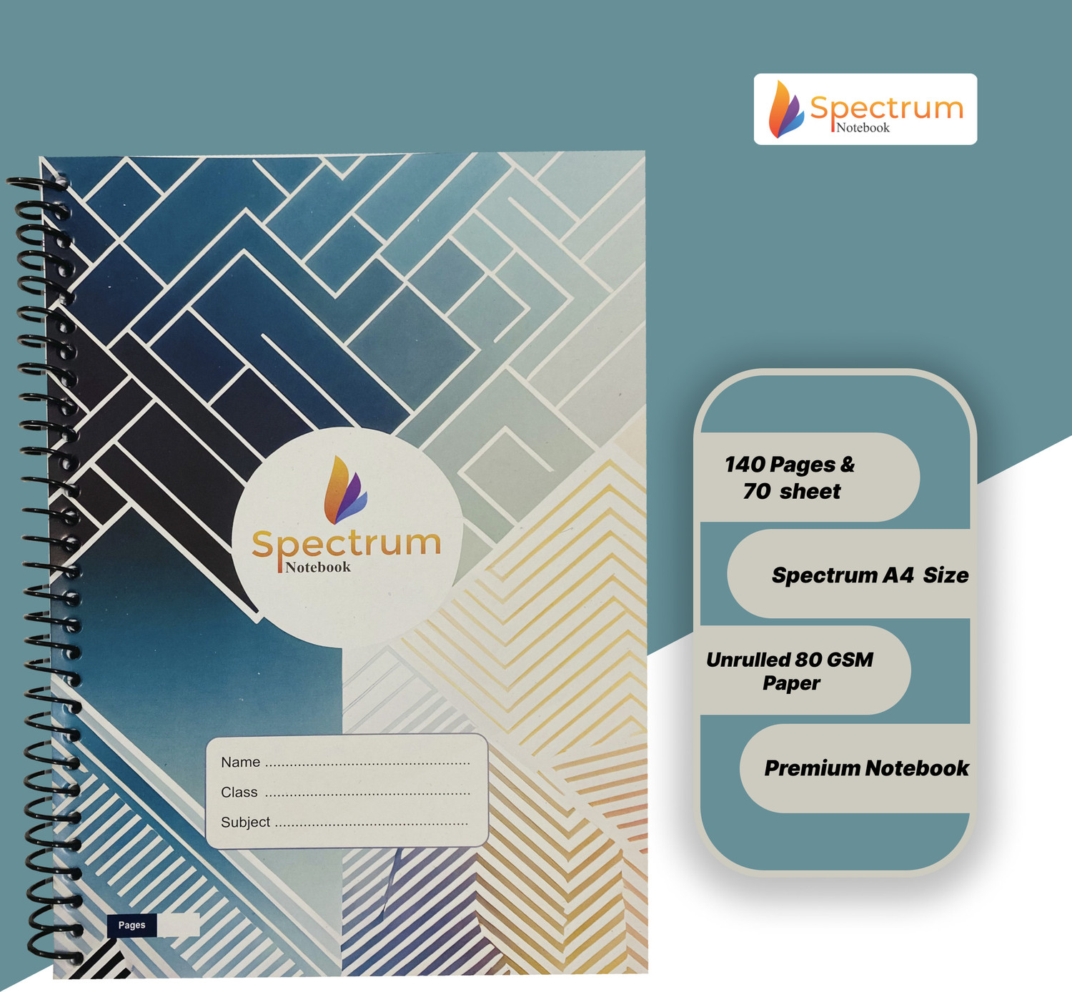 Image of GARGANDASSOCI SPECTRUM A4 Notebook PLAIN AND UNRULLED 140 Pages