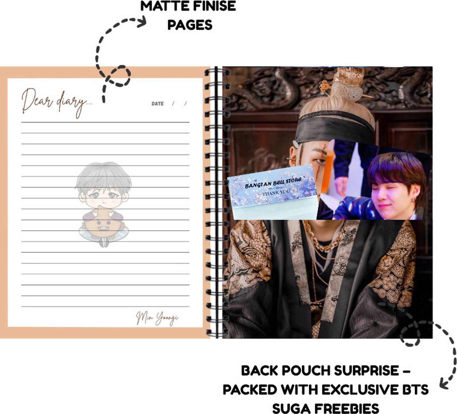 KOIN ENTERPRISES BTS SUGA Inspired Diary | K-Pop Journal with BTS