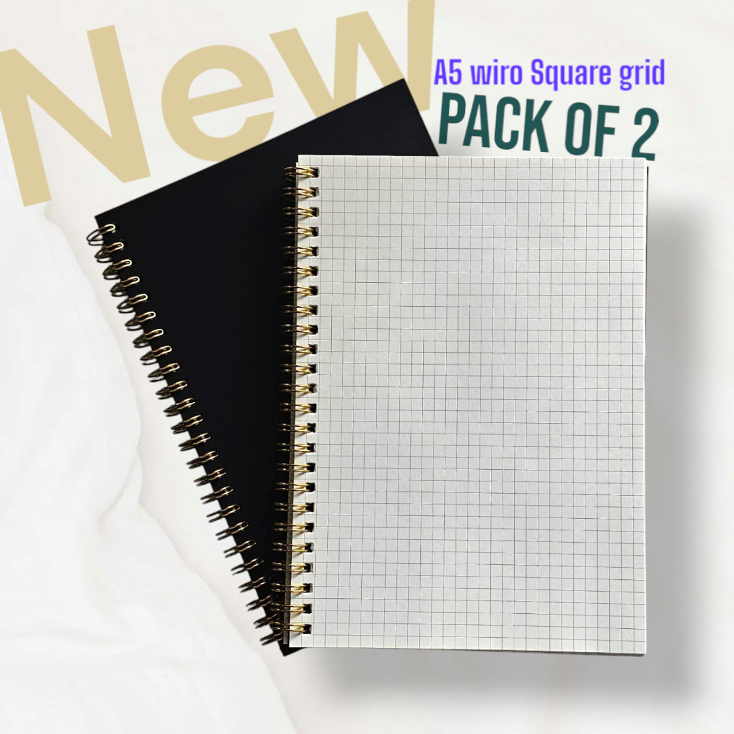 Image of TORTUGA A5 Black Square grid Notebook Golden wiro , 60 Sheets /120 Pages, 100gsm Paper, A5 Notebook SQUARE GIRD 100 Pages