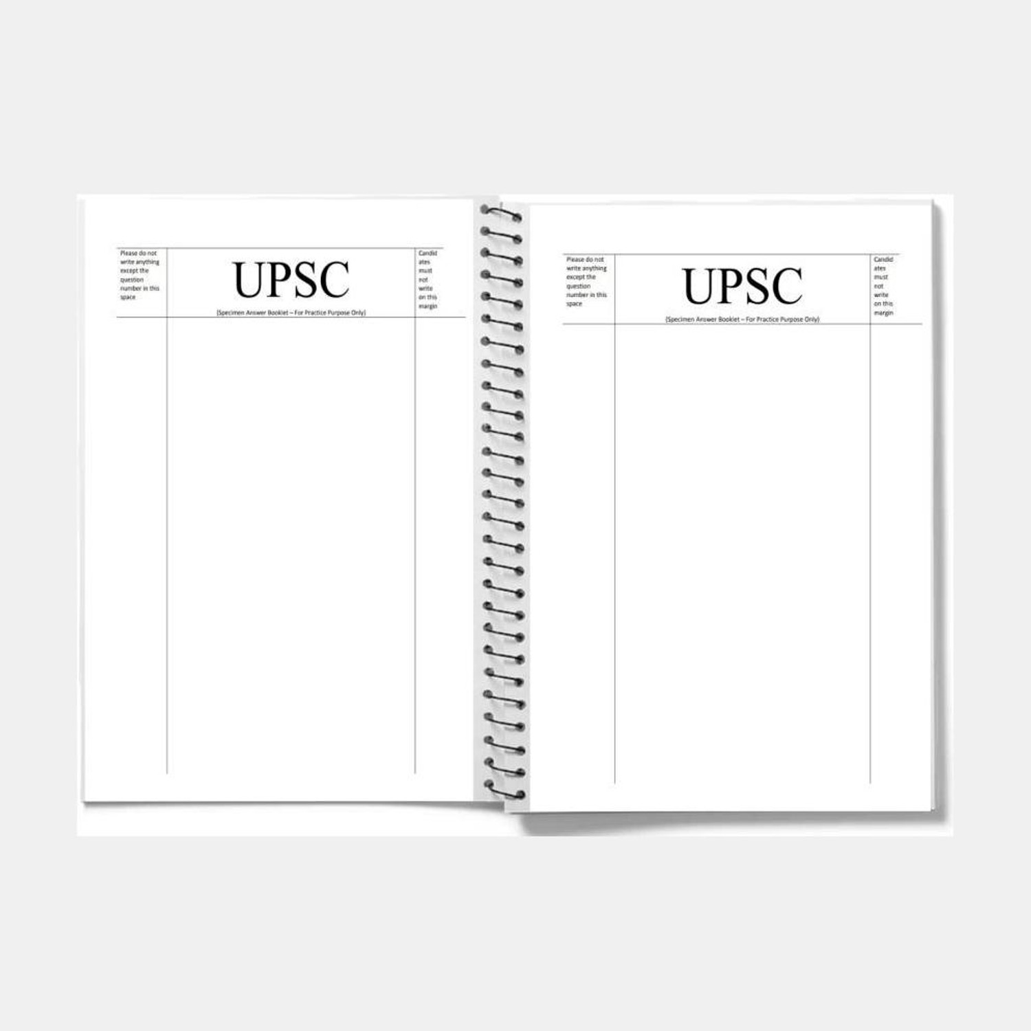 Image of scruton UPSC A4 Notebook SPIRAL Mains Answer Writing Booklet, 70 GSM Premium quality (transparent cover) 200 Pages