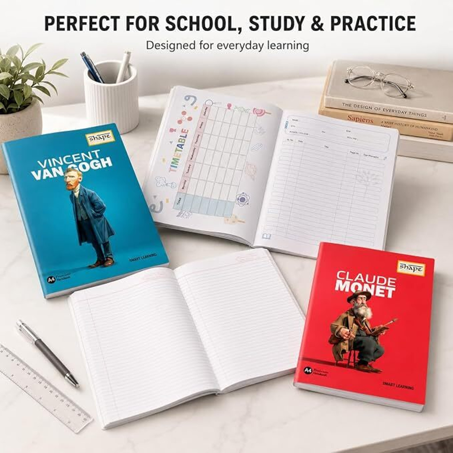Image of Shape Standard / Pack of 6 A4 Notebook Single Line Ruled 172 Pages