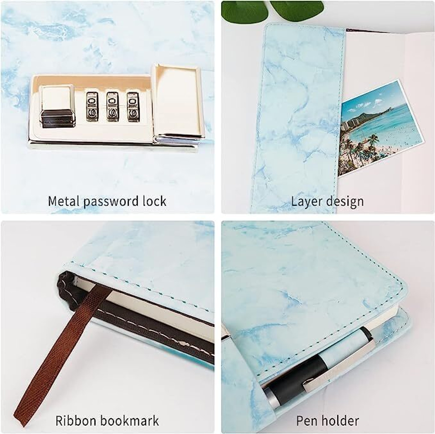 Image of SIMHI Metal Lock Diary PU Leather | With Pen Holder | Digital Password Locking Diary A5 Diary Single Rule 200 Pages