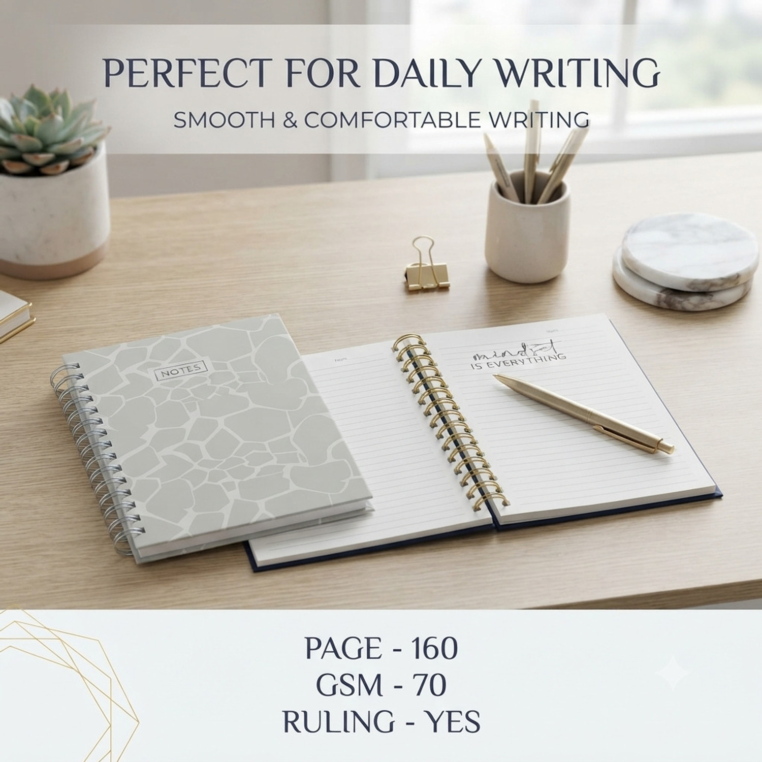 Image of PAPER US Premium Spiral Journal Pack of 2 | Notes & Writing A5 Journal Ruled 160 Pages