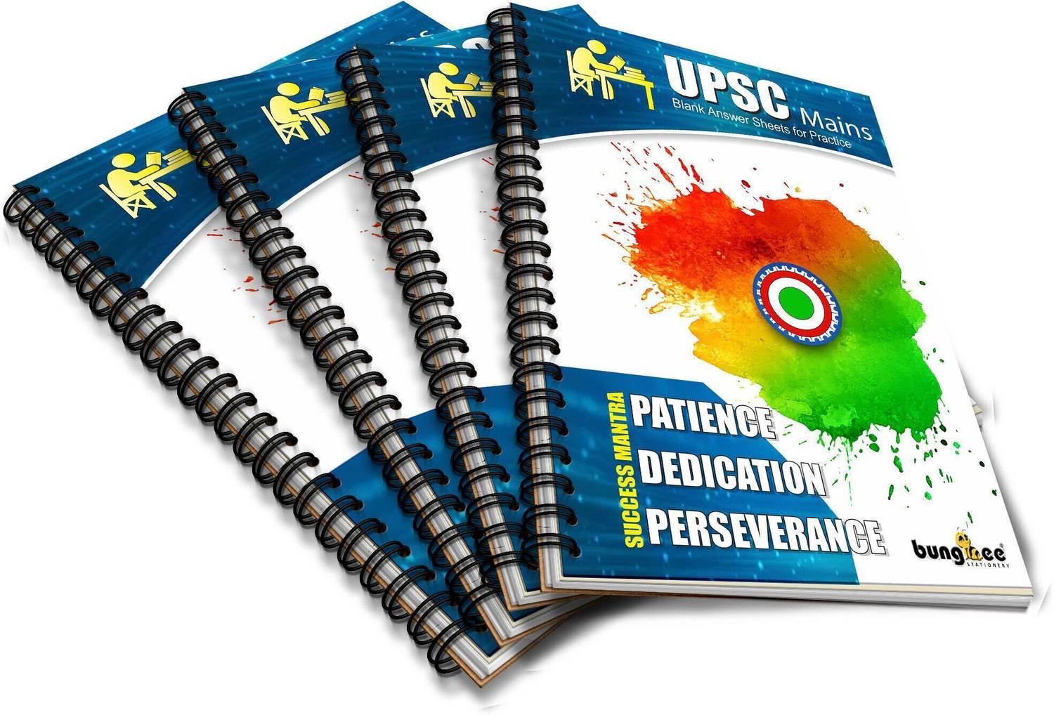 Bungbee UPSC Mains Answer Writing Copy Booklet- Design 1, 210 Pages/ 105 Sheets per Book A4 Notebook Unruled 840 Pages