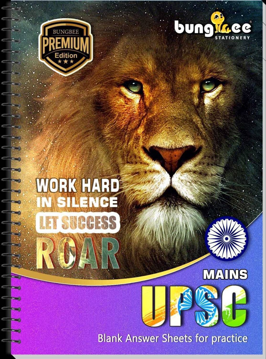 Bungbee UPSC Answer Writing Booklet Design 6Premium Edition Thick Paper 80 Sheet A4 Notebook for practicing Mains 160 Pages