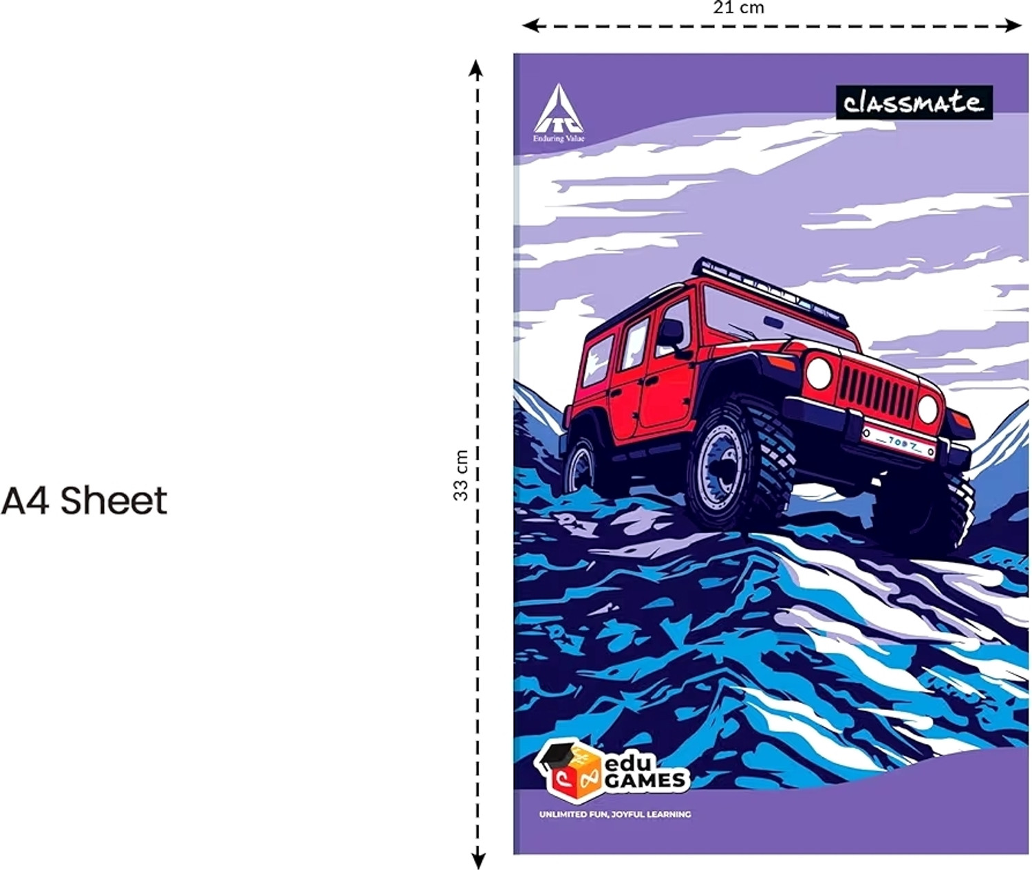 Image of Classmate Long Notebook - A4, Soft Cover, 240 Pages, Single Line - Pack of 1 A4 Notebook Yes 240 Pages