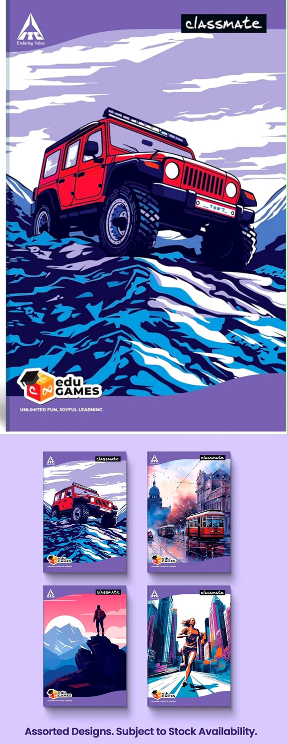 Image of Classmate Long Notebook - A4, Soft Cover, 240 Pages, Single Line (Pack of 3 A4 Notebook Yes 240 Pages