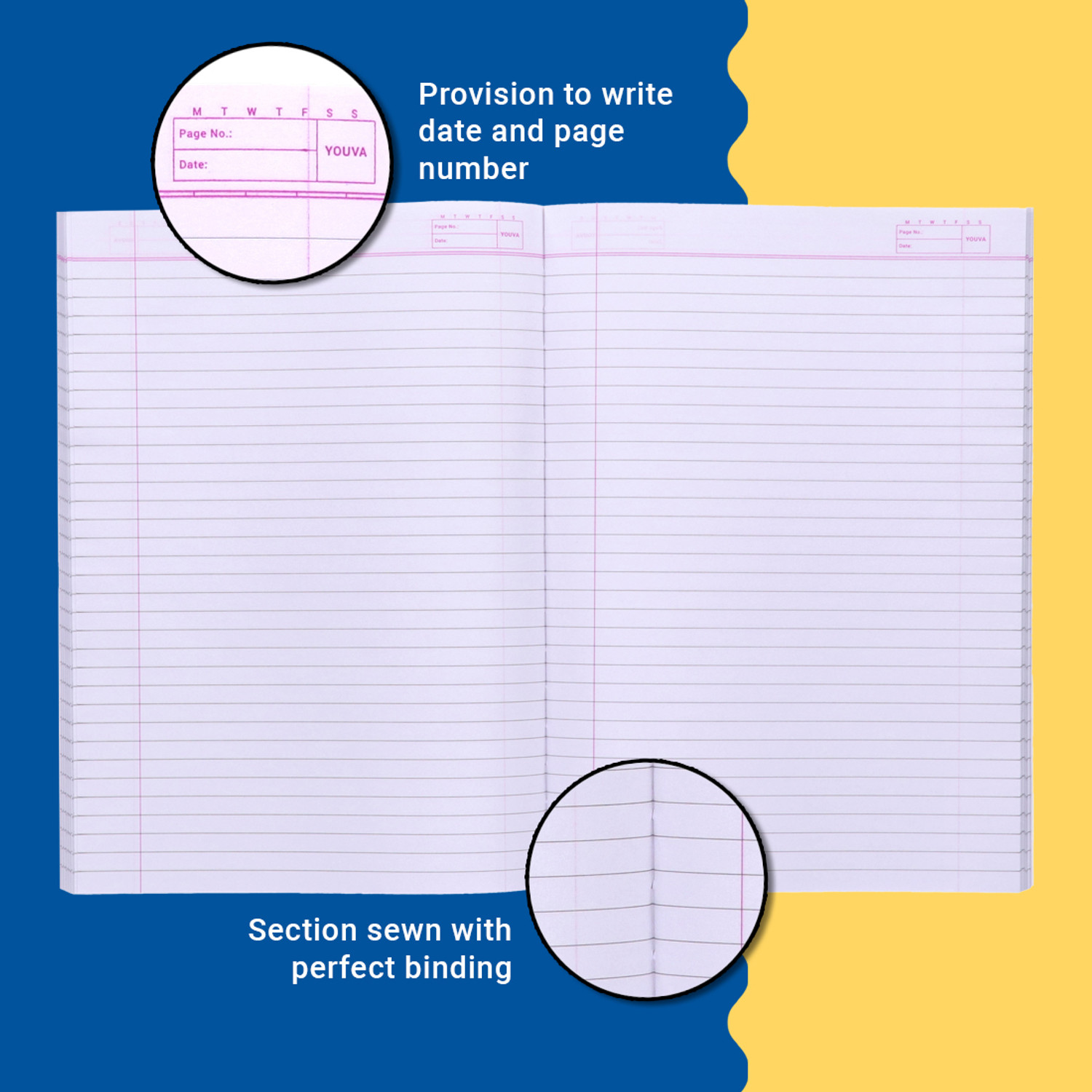 Image of Youva Long Book A4 Notebook Single Line 276 Pages