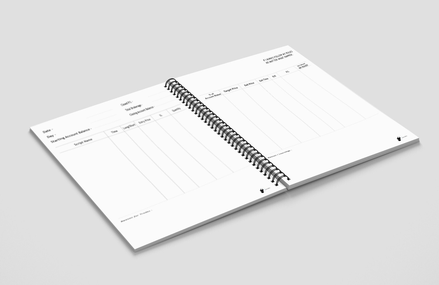 Image of SOLO BULL SB originals Trading Journal 2.0 A5 Diary Table 150 Pages