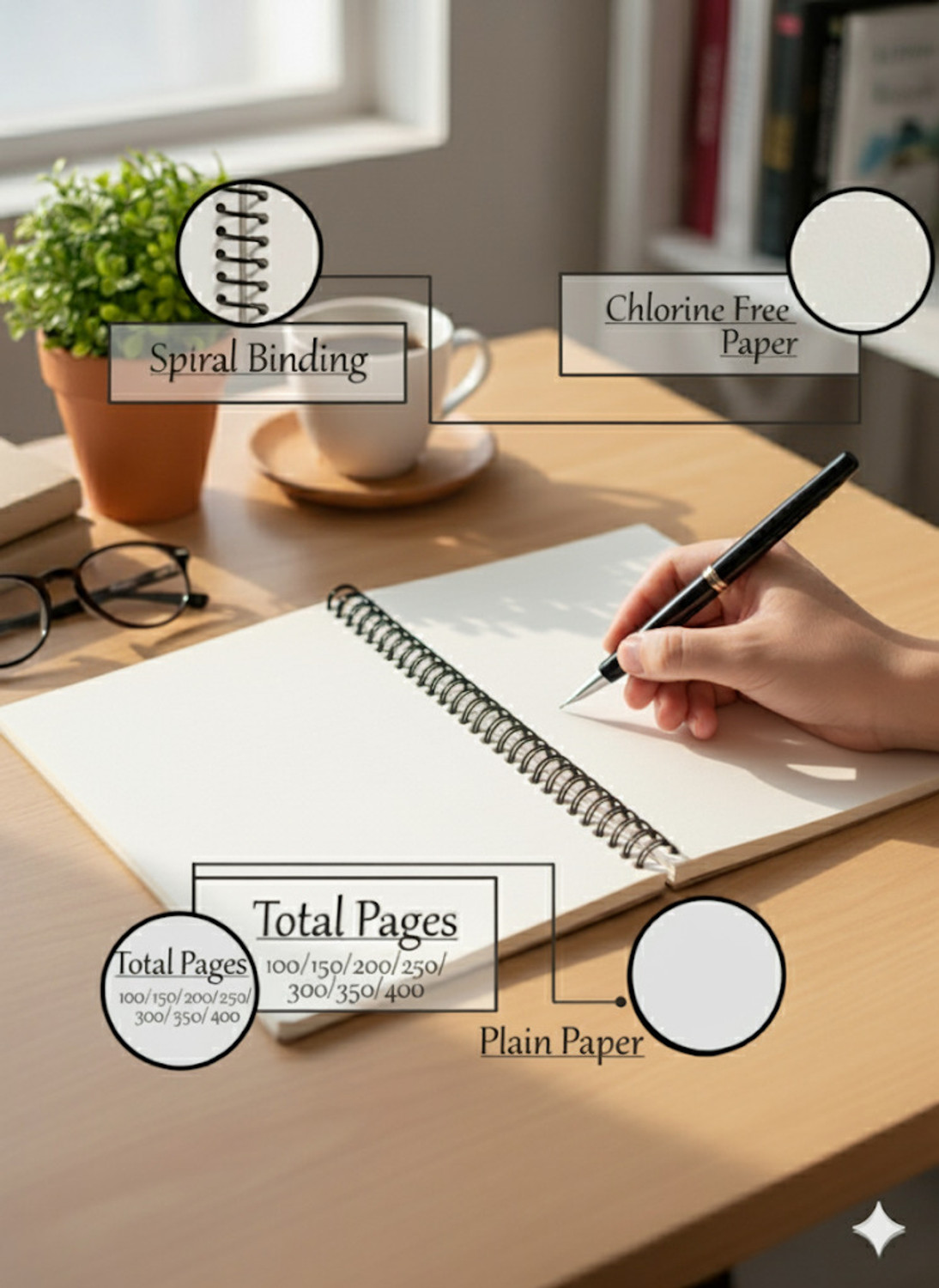 Image of ABC Premium A4 notebook 200 page each A4 Notebook UNRULED / PLAIN 200 Pages