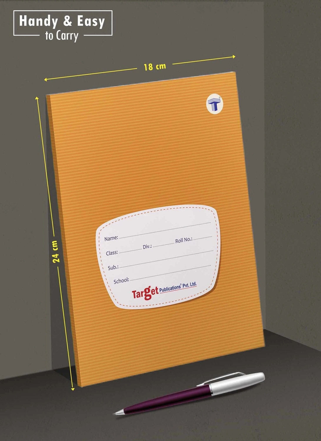 Image of Target Publications Single Line (76 Ruled Pages) | Soft Brown Cover | 18 cm x 24 cm Approx | Writing book with Page Numbers | Pack of 12 Books | GSM 58 Regular Notebook Ruled Pages 912 Pages