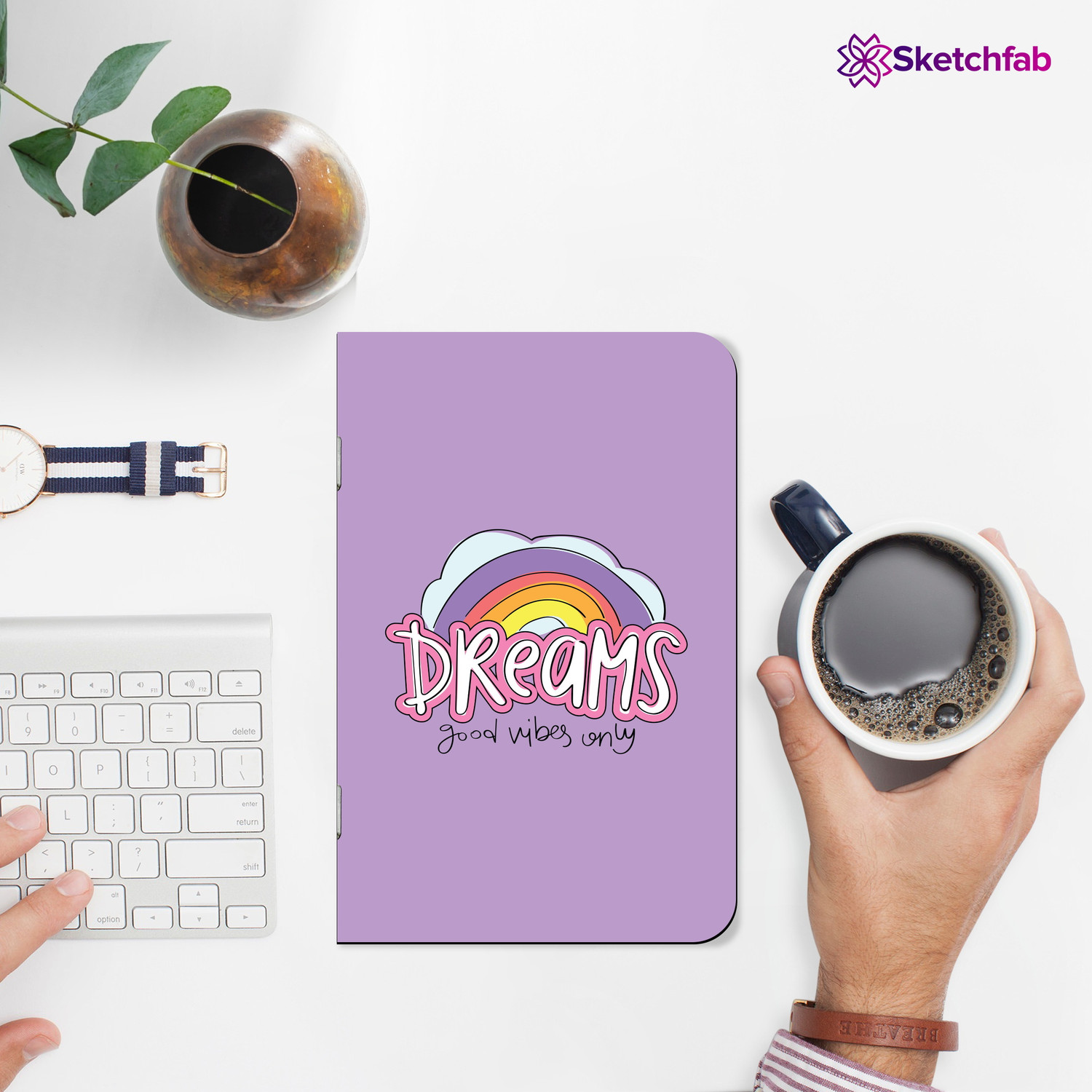 Image of Raptech notebook Unique Stationery items, Easy to Carry, Plain Cute (Dream Good Vibe) A5 Diary UnRuled 120 Pages