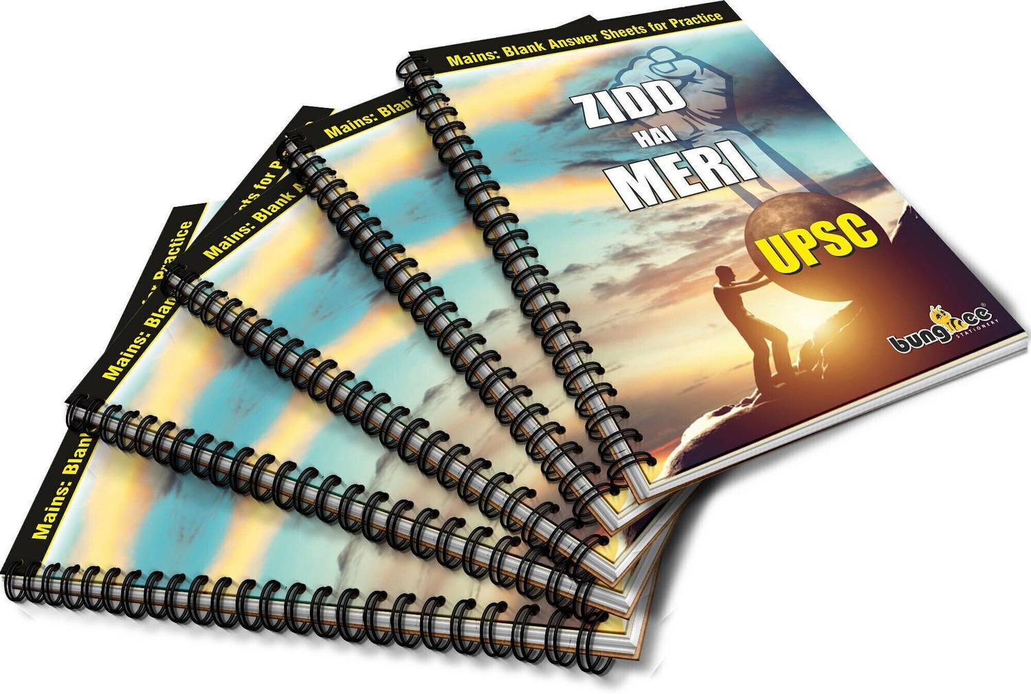 Bungbee UPSC Mains Answer Writing Copy Booklet- Design 2, 210 Pages/ 105 Sheets per Book A4 Notebook Unruled 1050 Pages
