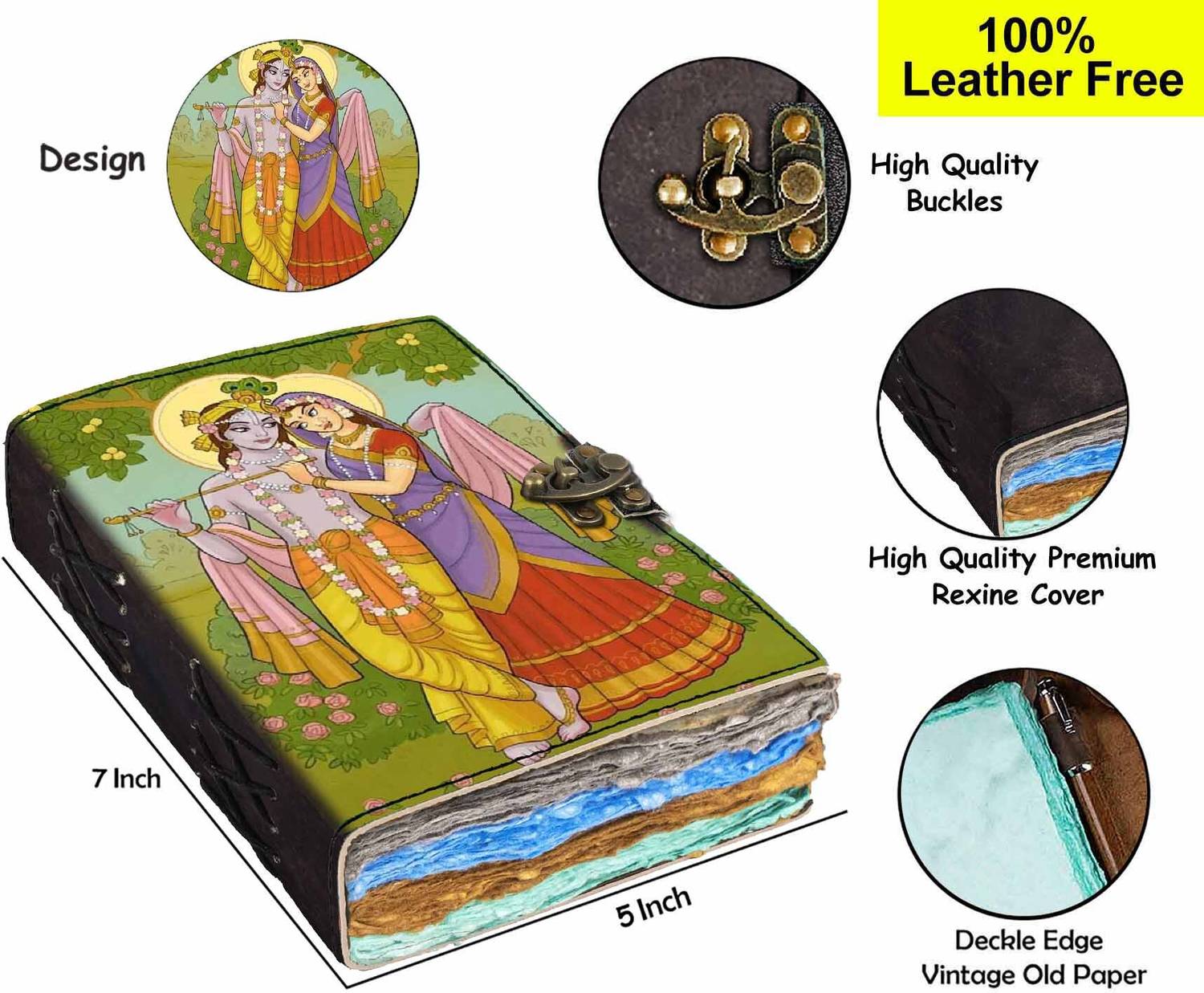 TEJ SHREE Elegant Handmade Paper Radha-Krishna Diary | Embodiment of Love & Devotion in a Eco