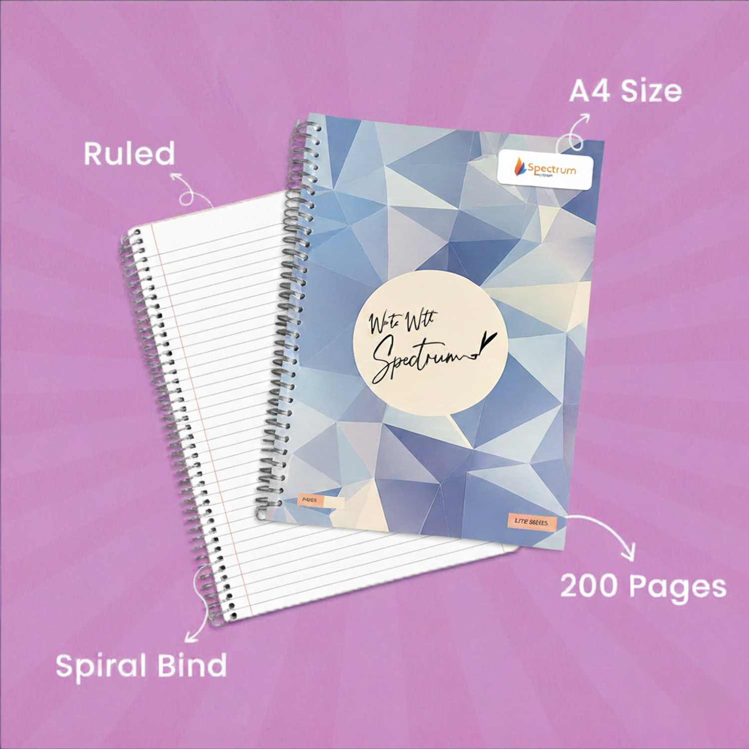 Image of GARGANDASSOCI SPECTRUM A4 Notebook RULED 200 Pages