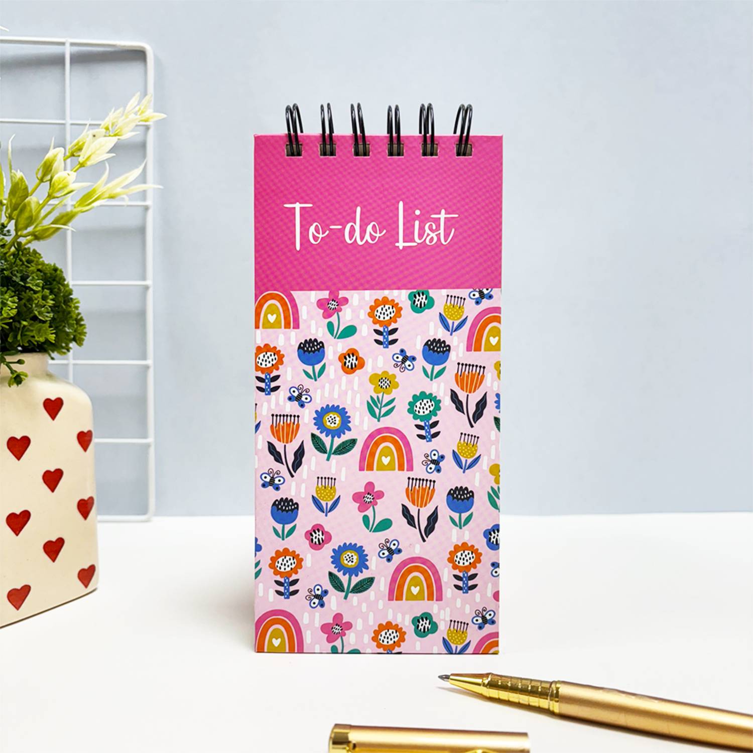 articious Pink Flower Regular Desk Planner Ruled 264 Pages