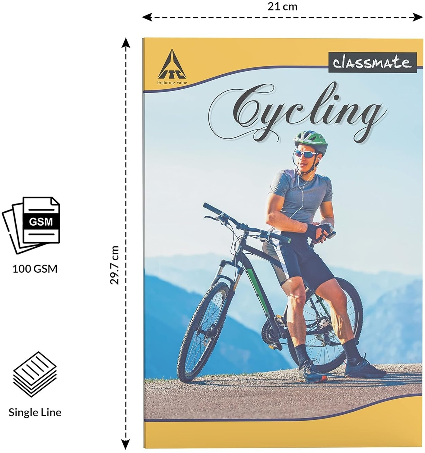 Image of Classmate Long Notebook | Premium Quality | Single Line (size 29*21cm) A4 Notebook Ruled 172 Pages