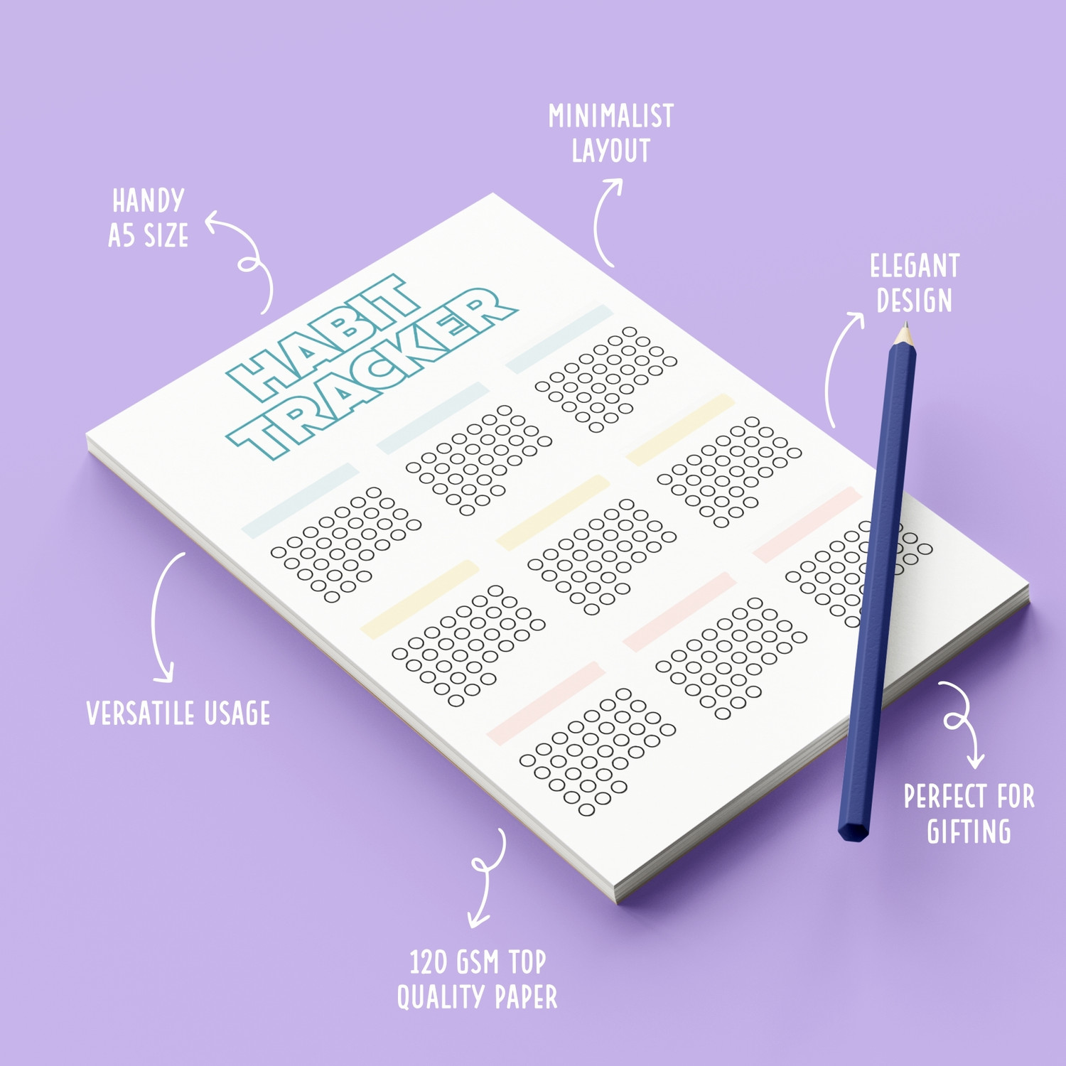 Image of Mimikry Habit Tracker Undated 120 GSM Tear-Off Planning Sheets, Checklist Productivity A5 Note Pad Multi-Sectional 12 Pages