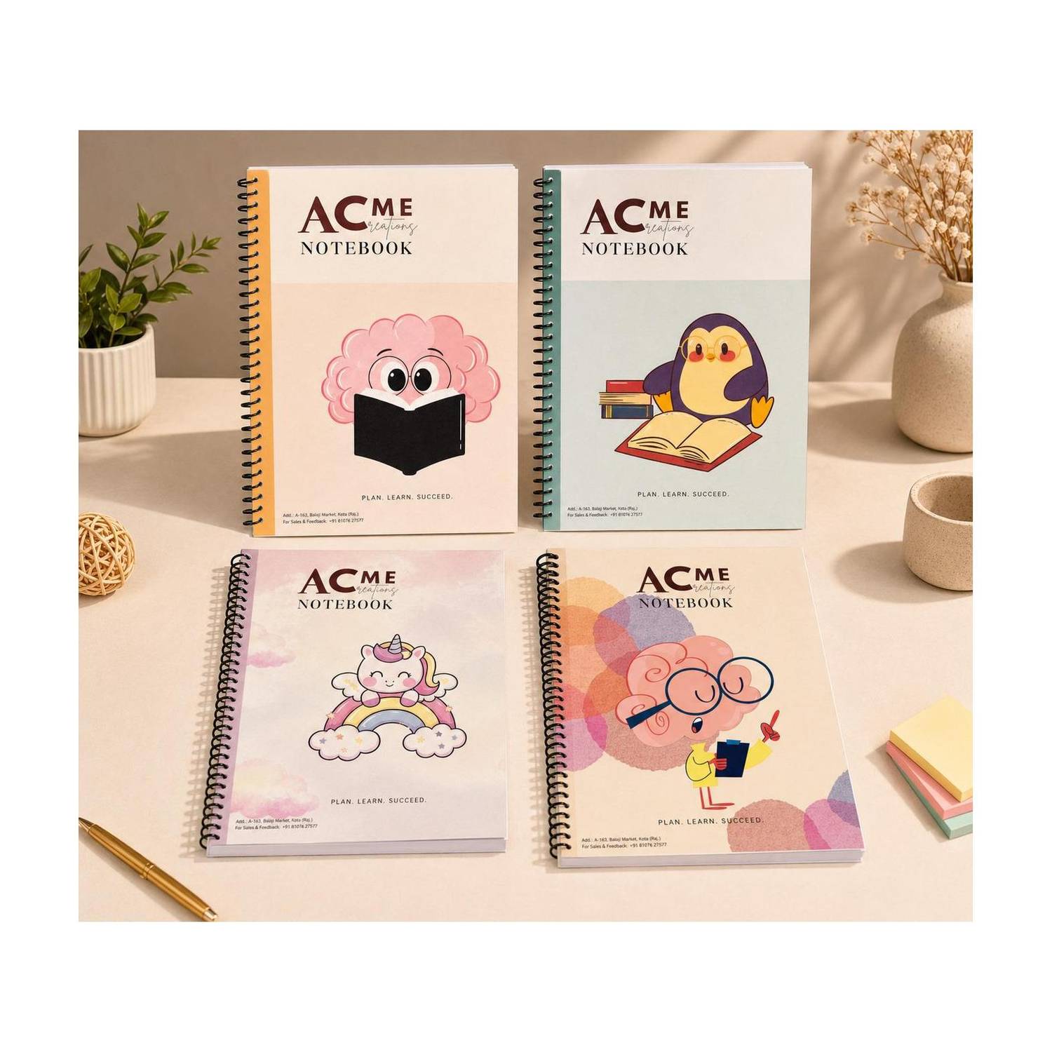 acme creation A4 Premium Notebook For Students and Multipurpose A4 Notebook Unruled 200 Pages
