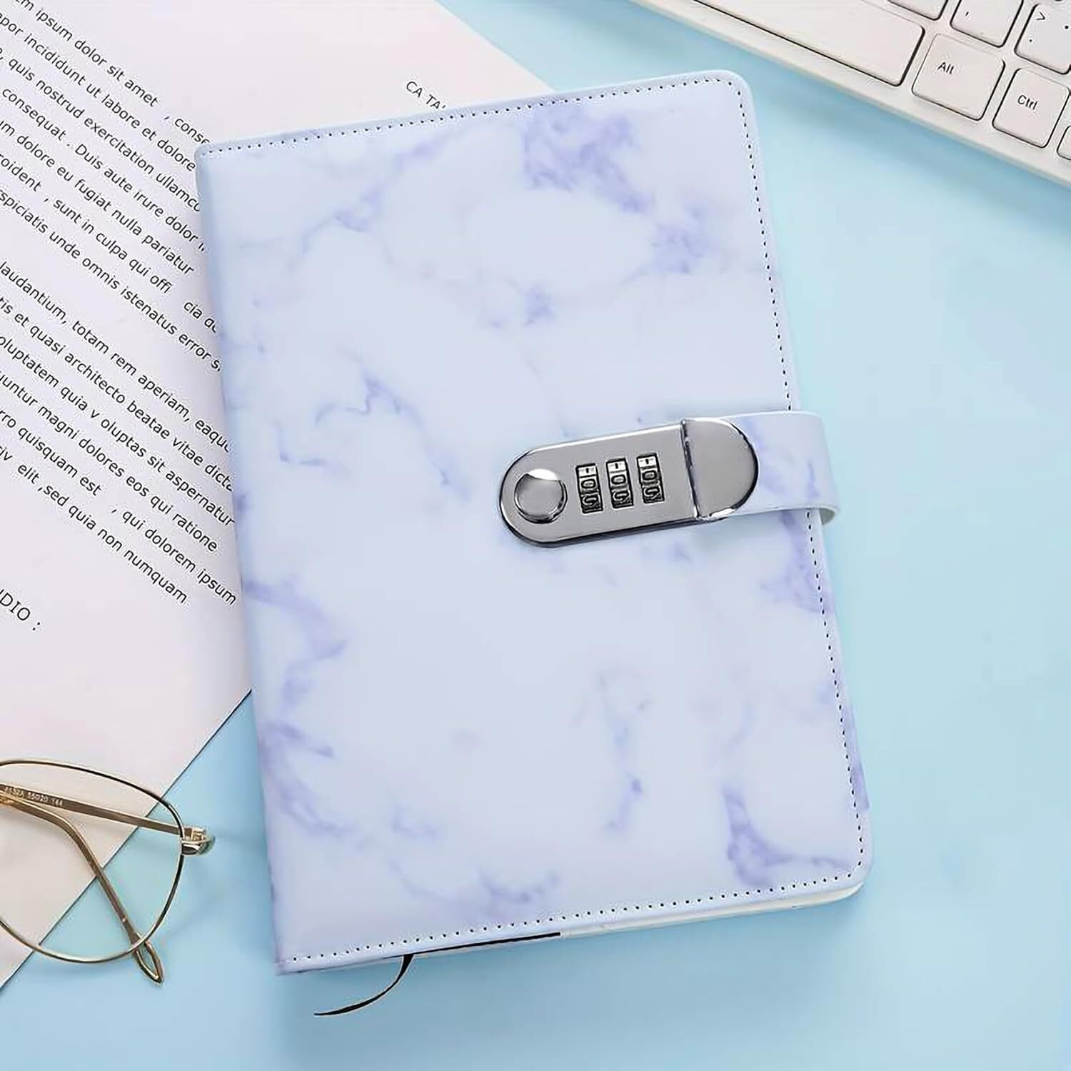 Image of SIMHI Metal Lock Diary PU Leather | With Pen Holder | Digital Password Locking Diary A5 Diary Single Rule 200 Pages