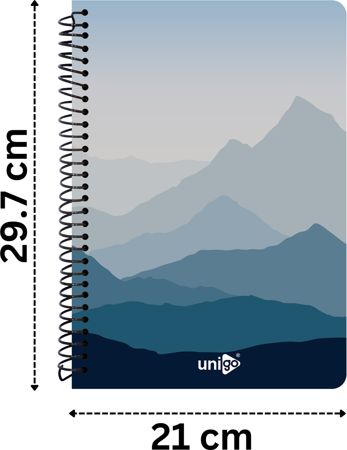 Image of UNIGO Premium Spiral Binding A4 Notebook Unruled, 100 Pages