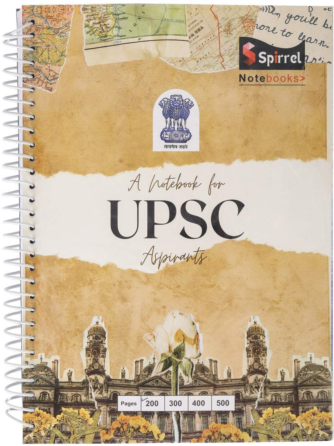 Image of SPIRREL UPSC Mains Answer Sheet 200 pages, both side count, A4 Size, Durable Cover, A4 Notebook UNRULED WITH TRANSPARENT COVER PROTECTOR 200 Pages