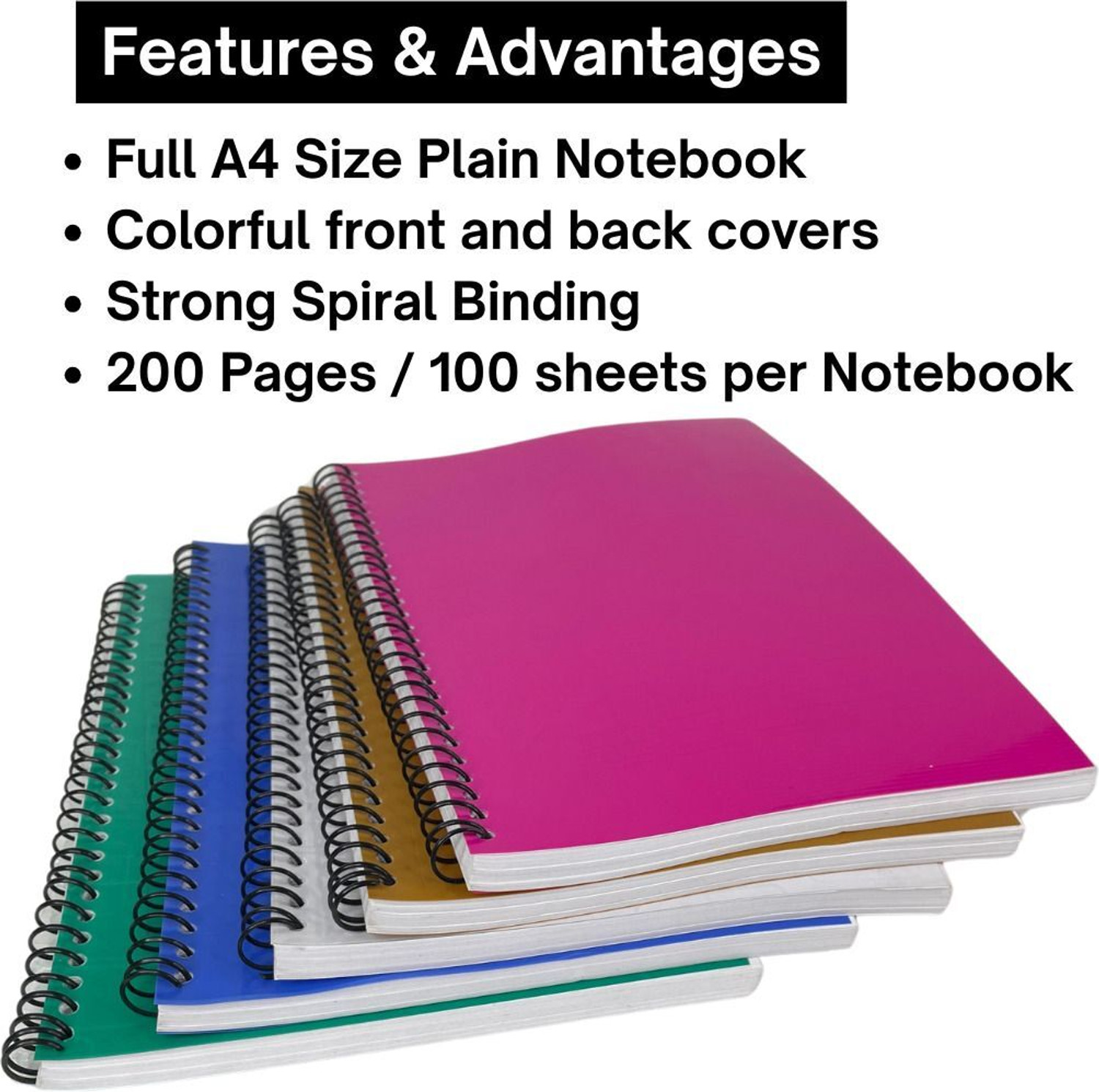Image of MKG notebook Spiral A4 Notebook Plain 200 Pages
