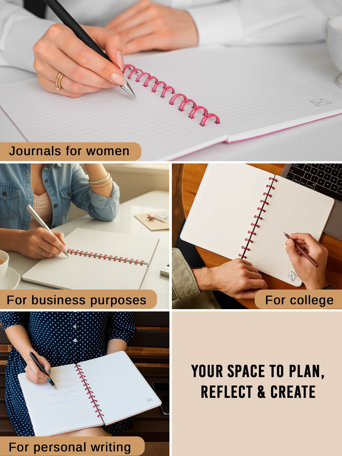 Image of Doodle Floral Pop Wiro Bound Notebook with Bookmark Dangler and Two Sticker Sheets B5 Diary Ruled 160 Pages