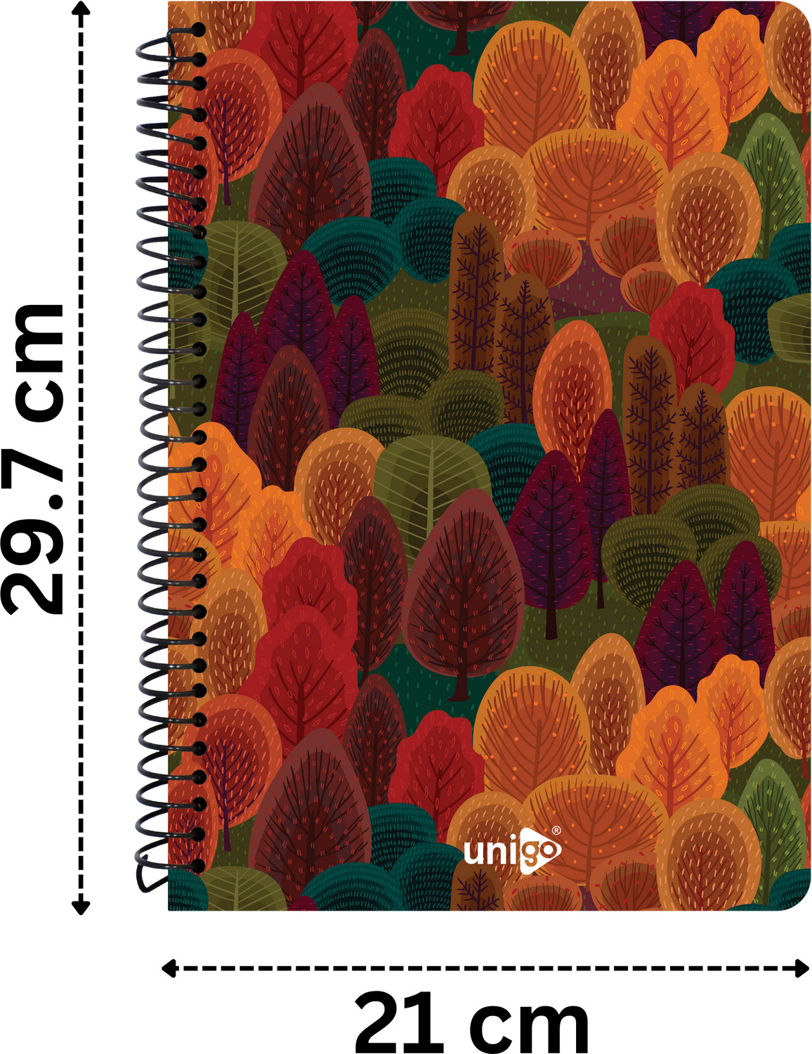 Image of UNIGO Premium Spiral Binding A4 Notebook Plain / Unruled Pages, 100 Pages (Multicolor)