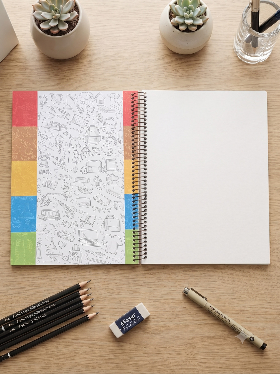 Image of DOMS 6 Subject Spiral A4 Notebook Unruled 300 Pages
