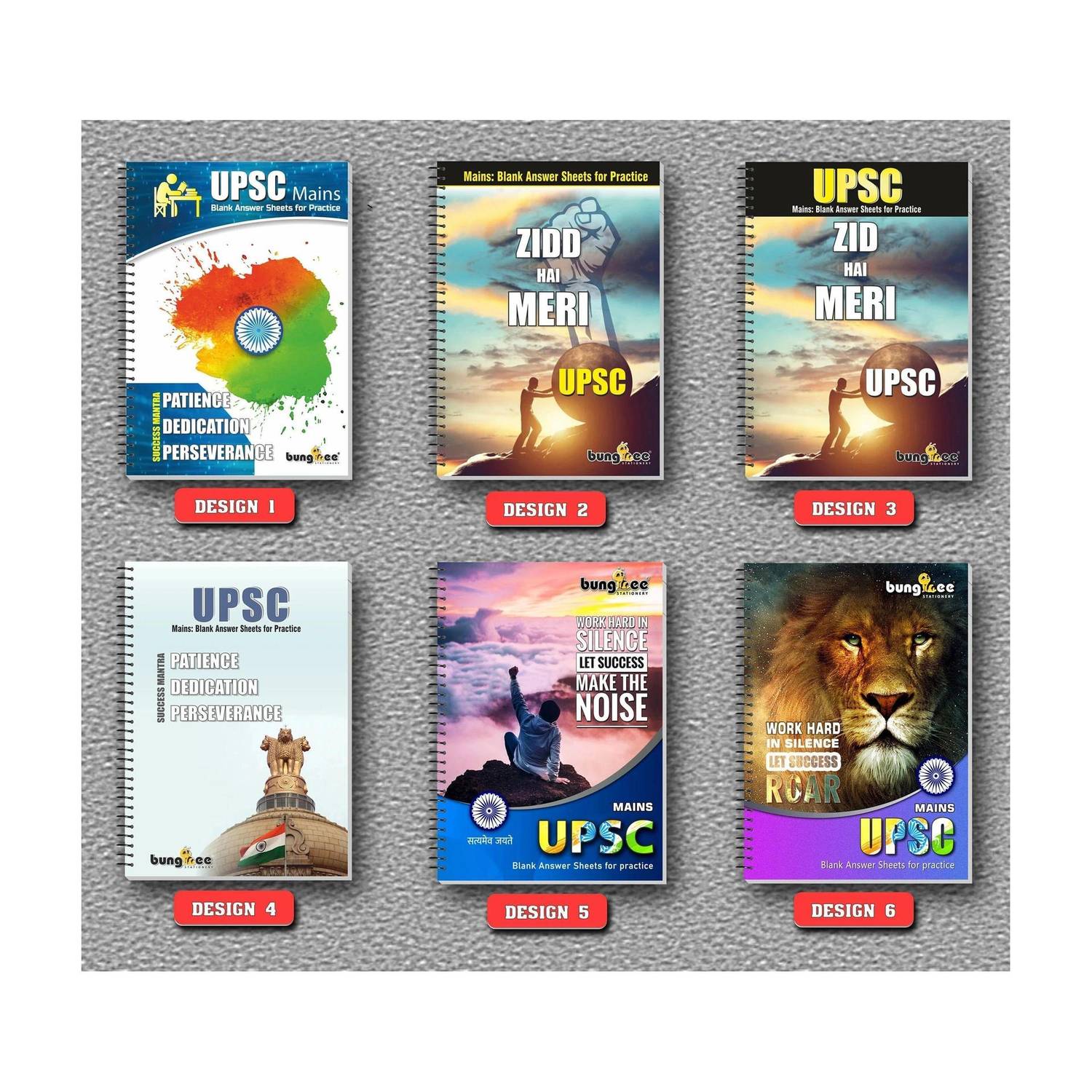 Bungbee UPSC mains (1050 Pages) Answer Writing Practice Booklet - Pack of 5 Books (210 Pages each) - Spiral Bound A4 Notebook Unruled 1050 Pages