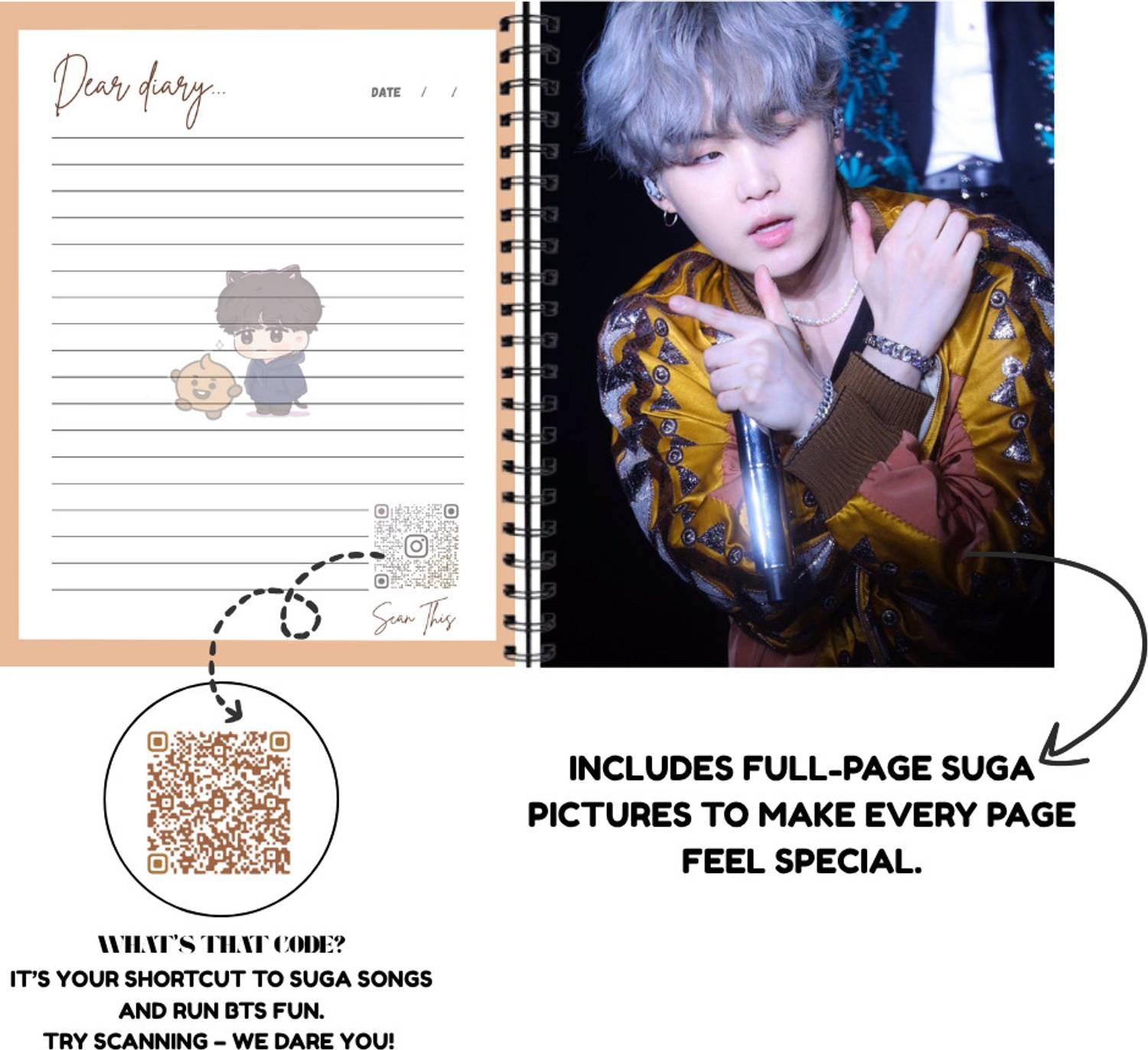 KOIN ENTERPRISES BTS SUGA Inspired Diary | K-Pop Journal with BTS