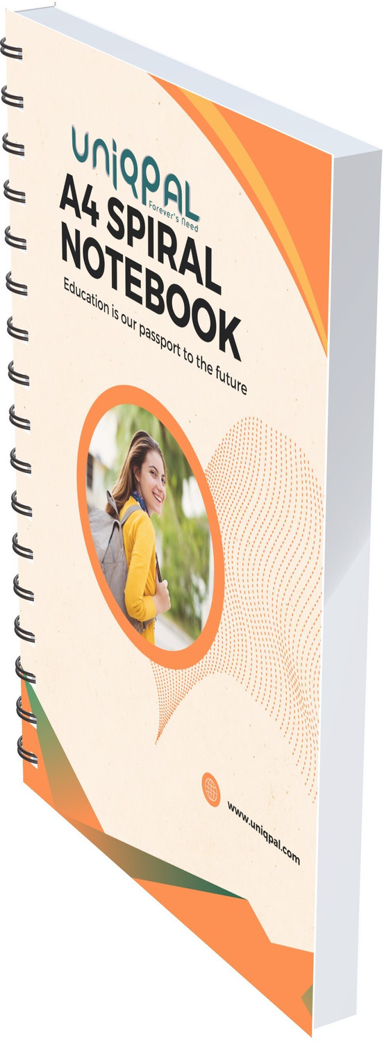 Image of UNIQPAL Plain Spiral notebook | A4 Size(210x297mm) | 75GSM | 800 Pages (200 pages x 4) | A4 Notebook Unruled 800 Pages