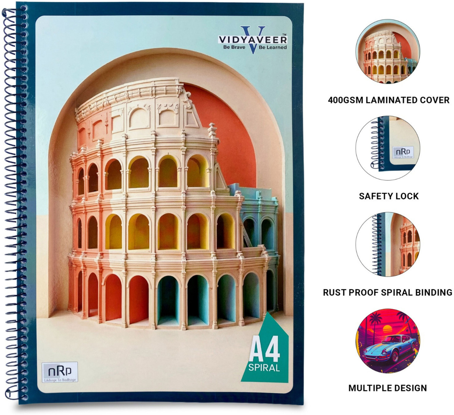Image of NRP VIDYAVEER Spiral A4 Notebook Single Line 260 Pages