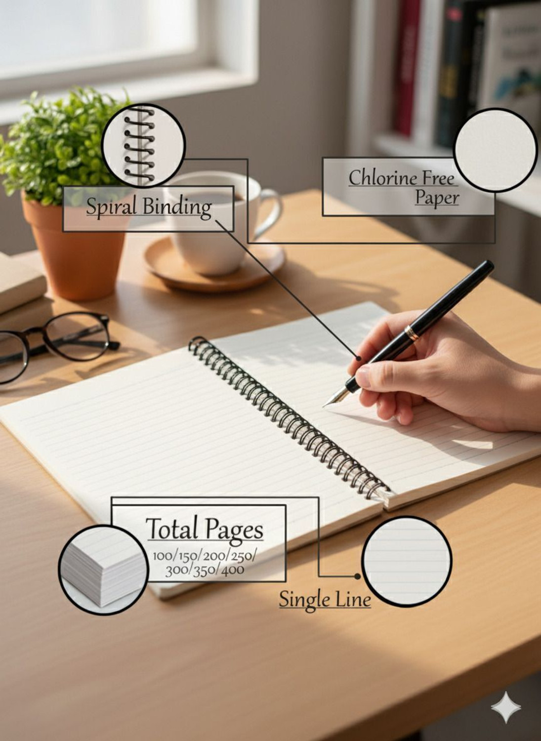 Image of UNIQPAL Premium A4 notebook 200 page each A4 Notebook UNRULED / PLAIN 200 Pages