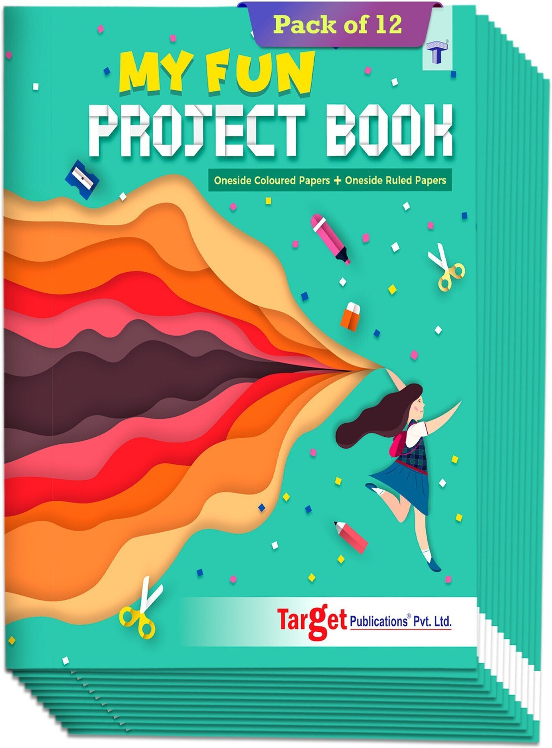 Image of Target Publications Project Books for Kids | One Side Ruled & Colourful Plain 32 Pages | A4 Size A4 Notebook One side ruled and one side colorful 384 Pages
