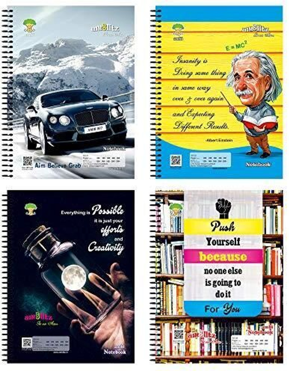 Image of amblitz Spiral Notebook A4 Diary Ruled 600 Pages (Multicolor)