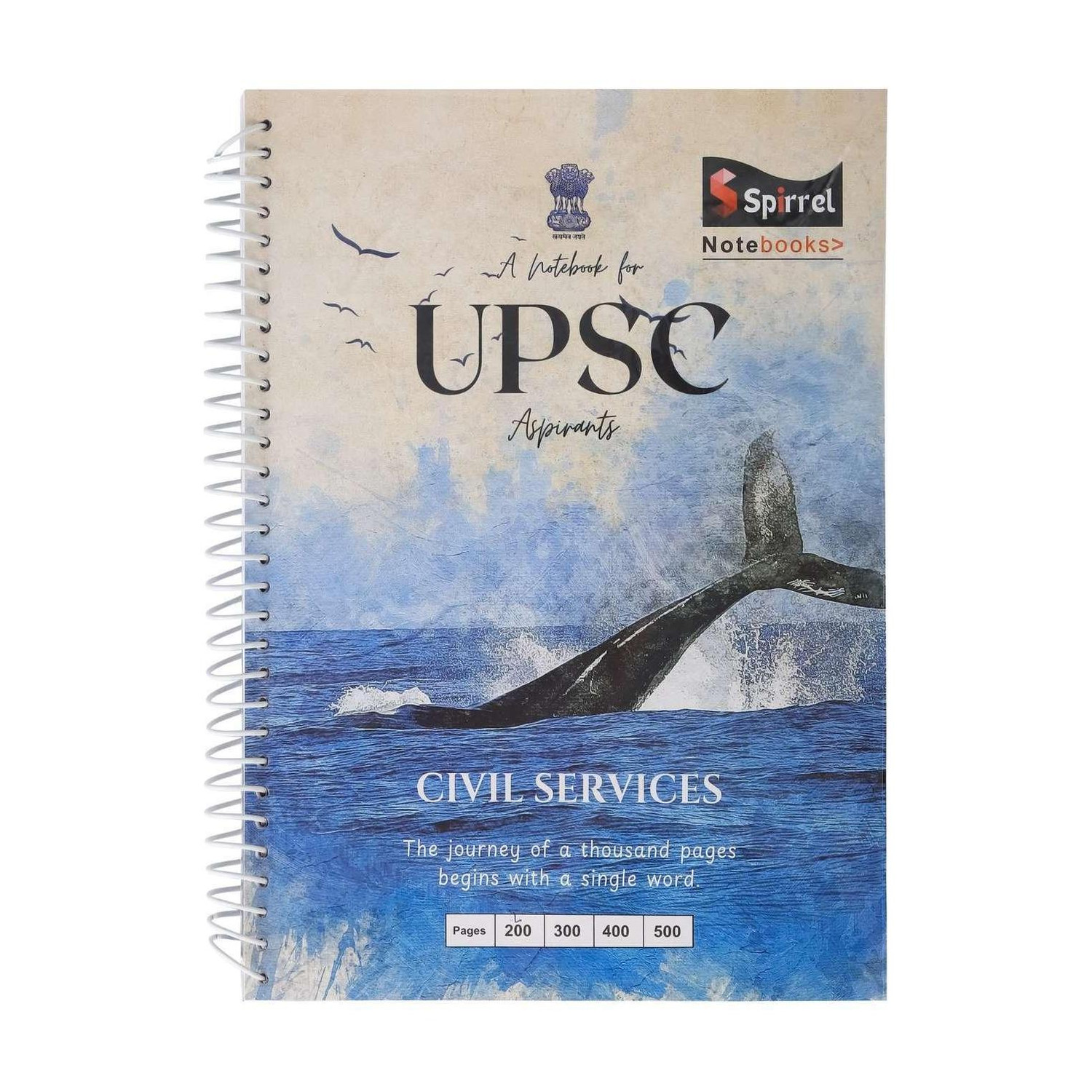 Image of SPIRREL SPIRAL UPSC Mains Answer Sheet 200 pages, both side count, Durable Cover, A4 Notebook scratch proof protected ohp sheet 200 Pages
