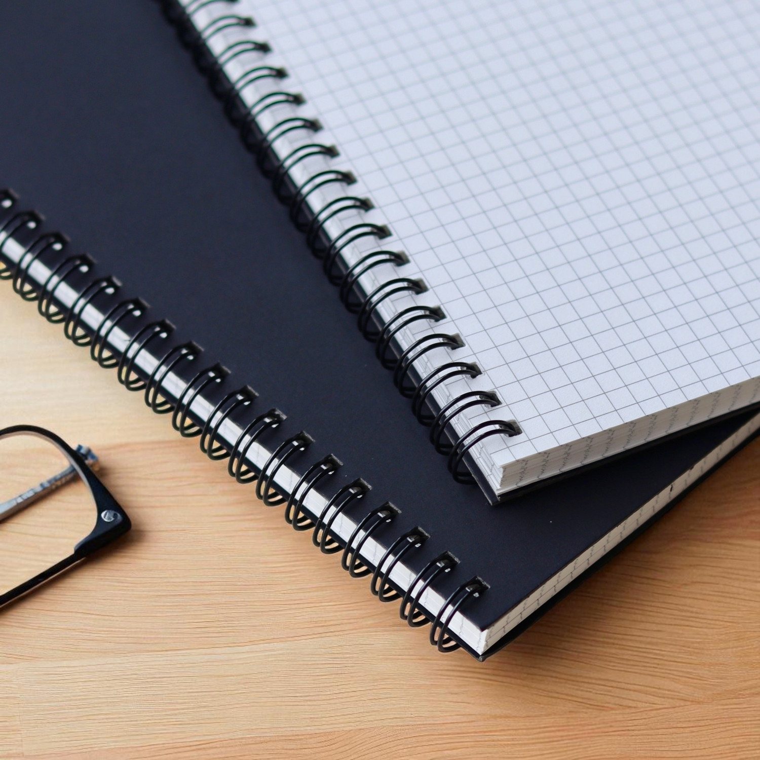 Image of INNAXA A4 Square Grid Black Spiral Notebook A4 Notebook Grid 120 Pages