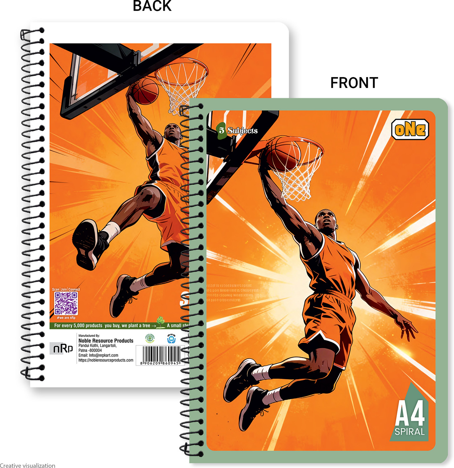 Image of NRP oNe 5 Subject A4 Notebook Unruled 400 Pages
