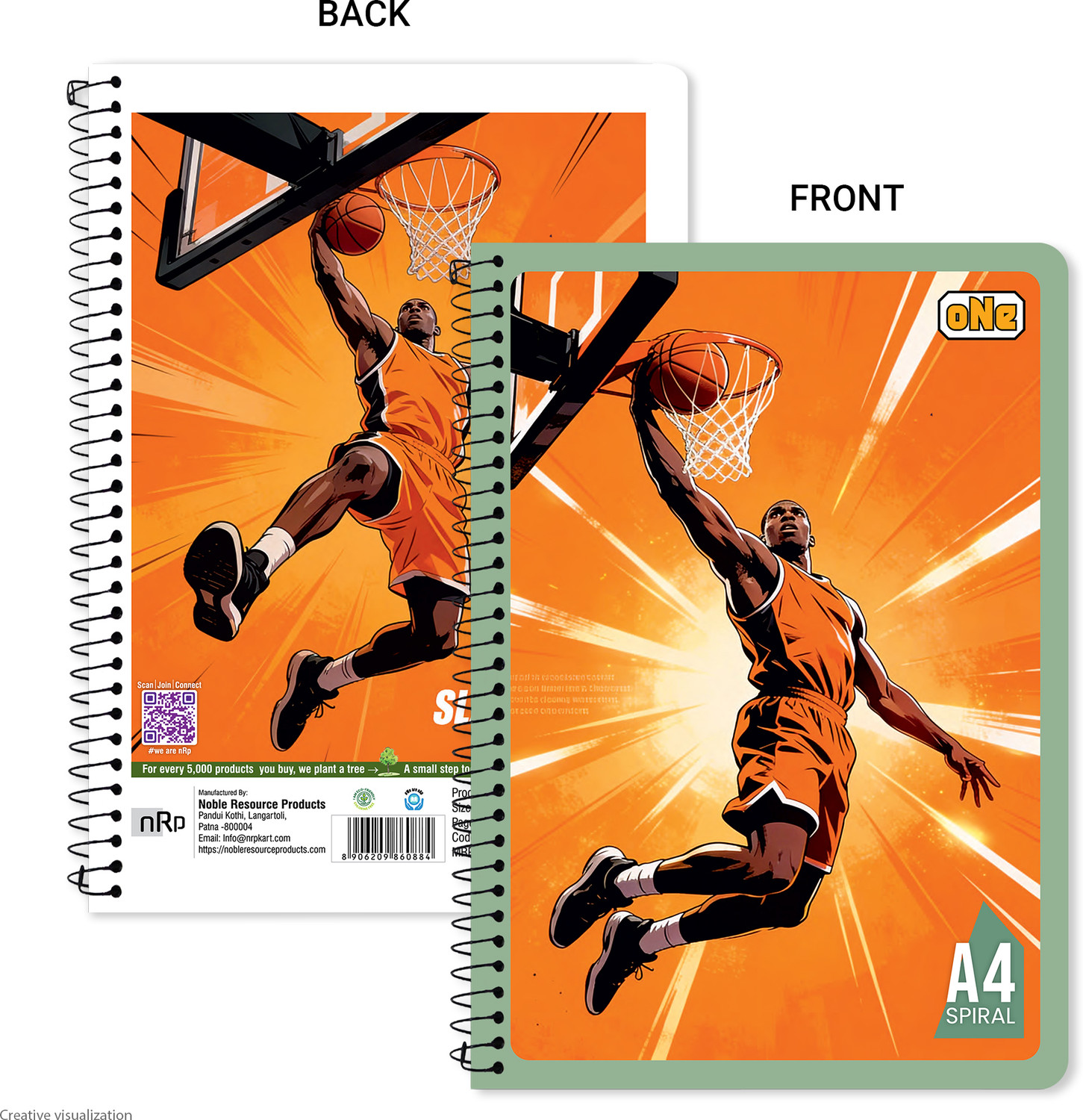 Image of NRP oNe Spiral A4 Notebook Unruled 180 Pages